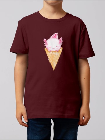 wat? Apparel T-Shirt Axolotl ice cream in Weinrot
