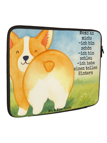 Mr. & Mrs. Panda Laptop Hülle Corgi Po Design mit Spruch in Weiß