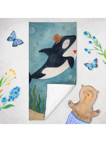 Mr. & Mrs. Panda Badehandtuch Orca Zylinder Design ohne Spruch in OZeichenanblue