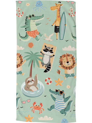 Good Morning Velours-Frottier Strandtuch in grün