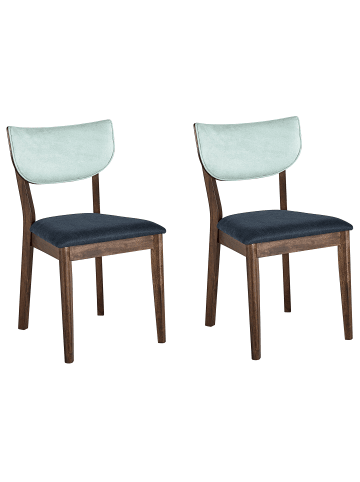 Beliani 2er-Set Esszimmerstuhl MOKA in Braun/Blau