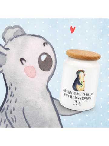 Mr. & Mrs. Panda Teedose Pinguin Blumen mit Spruch in Weiß