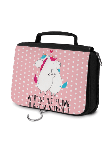 Mr. & Mrs. Panda Toilettentasche Einhorn Mitteilung mit Spruch in Rot Pastell