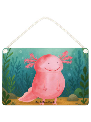 Mr. & Mrs. Panda holzbild Axolotl Glücklich Design ohne Spruch in Weiß