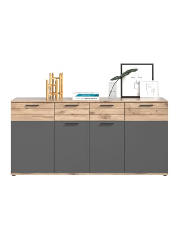 Inn.Furn Sideboard Eiche, grau 180 cm, Kommode mit Soft-Close, Wohn- und Esszimmermöbel