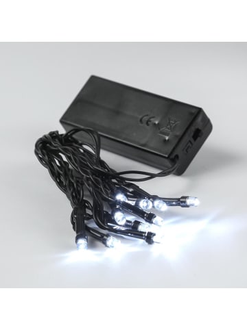 SATISFIRE LED Lichterkette Weihnachtslichterkette 10 kaltweiße LED Batterie 1,5m schwarz