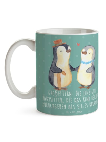 Mr. & Mrs. Panda Kaffeebecher Großeltern Babysitter mit Spruch in Meeresbrise