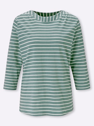 Sieh an! 3/4-Arm-Shirt in jade-ecru-geringelt