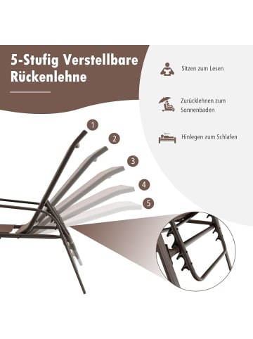 COSTWAY 2er Set Sonnenliege 92 x 52 x 36 cm in Braun