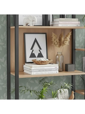 relaxdays Bücherregal in Hellbraun/ Schwarz - (B)158 x (H)166 x (T)24 cm