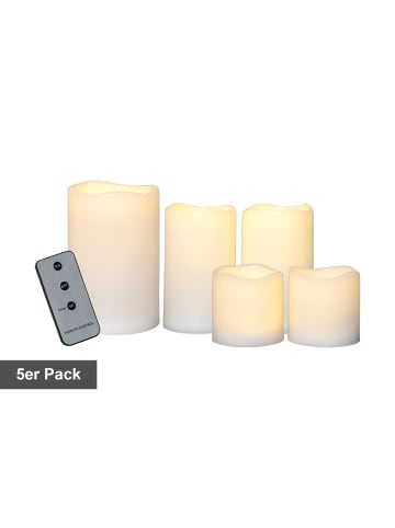 STAR Trading LED Stumpenkerzen Paul mit Fernbedienung, outdoor, naturweiß, 5er Se