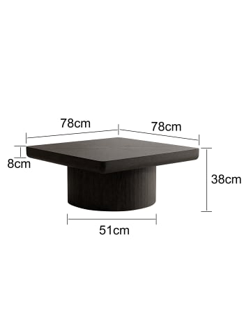 ABRIHOME Couchtisch in Schwarz 78 cm mit Holzmaserung Muster für Wohnzimmer