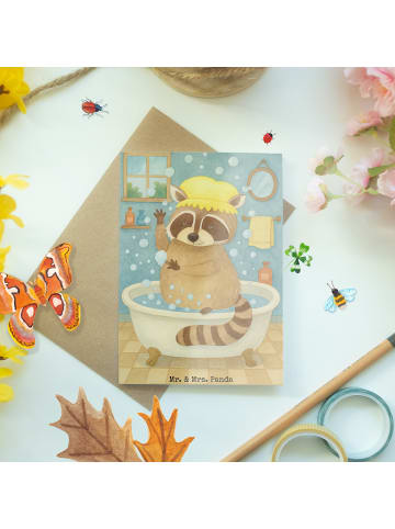 Mr. & Mrs. Panda Glückwunschkarte Waschbär Design ohne Spruch in Weiß