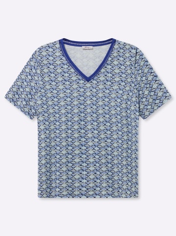 sheego Shirt in schwarz-hellblau-bedruckt