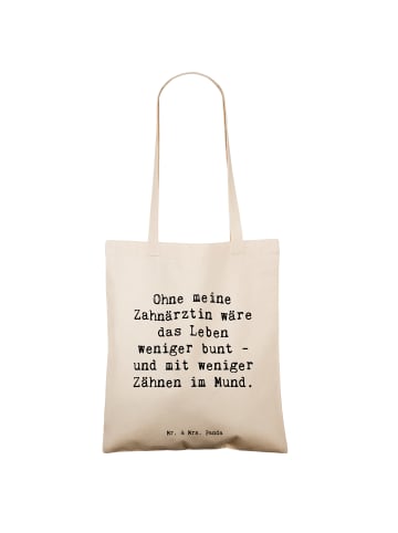 Mr. & Mrs. Panda Tasche Spruch Zahnärztin Dank mit Spruch in Creme