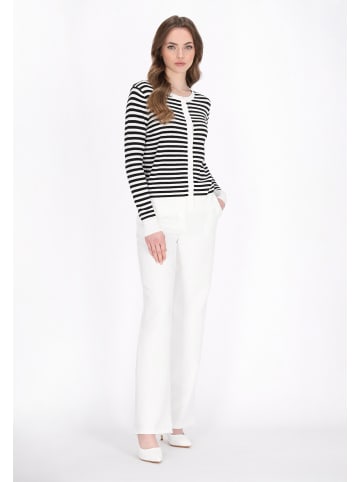 DreiMaster Women Cardigan in offwhite black stripe
