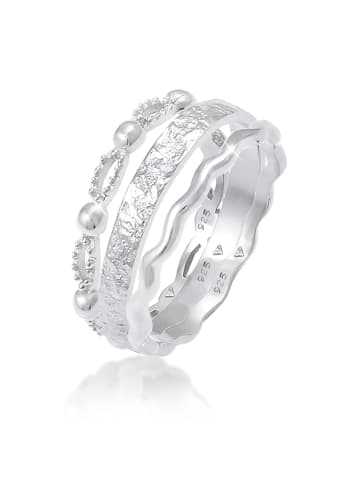 Elli Ring 925 Sterling Silber Kugel, Ring Set, Wellen in Silber