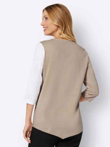 Sieh an! 3/4-Arm-Shirt in weiß-beige-bedruckt