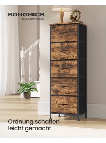 SONGMICS Kommode Bellah in Vintagebraun-Schwarz - (B)39.6 x (H)116.7 x (T)30 cm