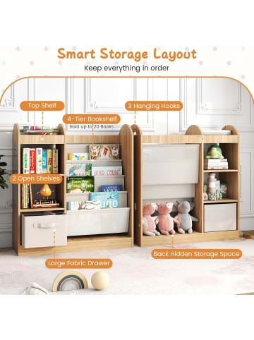 COSTWAY Bücherregal Kinder mit Spiegel 87,5 x 30 x 90 cm in Hellbraun