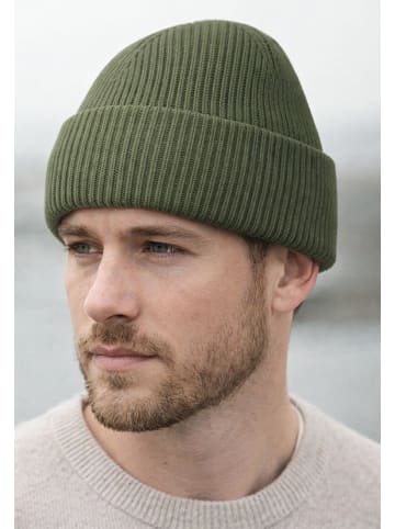 Yuhu Beanie aus recyceltem Polyester Unisex für Herbst und Winter in Olivgrün
