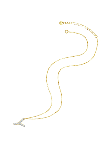 Glanzstücke München Halskette Buchstabe Y Sterling Silber Zirkonia in gelbgold