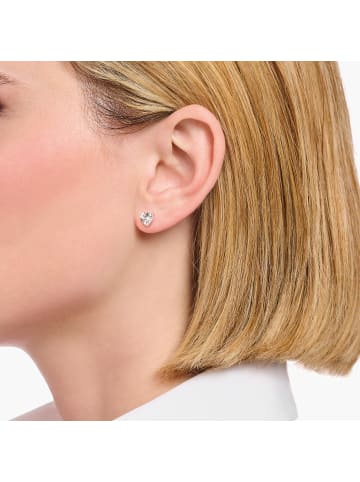 Thomas Sabo Ohrstecker Mit Weißem Stein In Herzform in silber, weiß