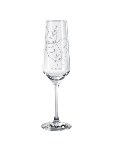 Mr. & Mrs. Panda Sektglas Biene Blume ohne Spruch in Transparent