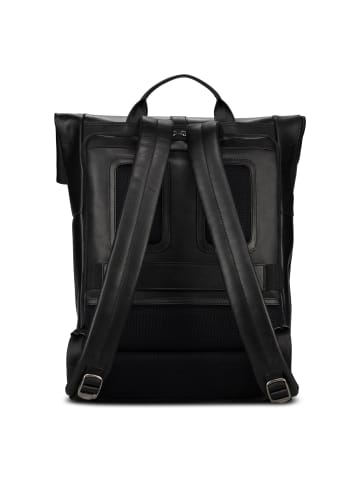 Jost Lund Business-Rucksack Leder 44 cm Laptopfach in schwarz
