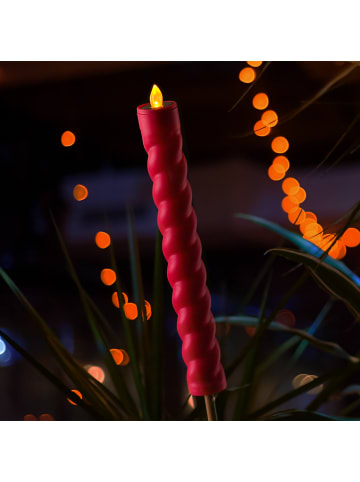 MARELIDA LED Solar Stabkerze Twist Deko Gartenstecker H: 106cm in pink