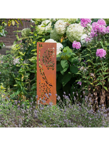 UNUS Gartenschild Rost Willkommen in Braun