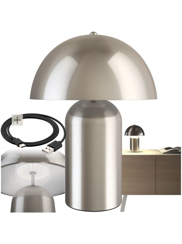 tectake Akku-Tischlampe Kade 25 x 34 cm, Nickel matt
