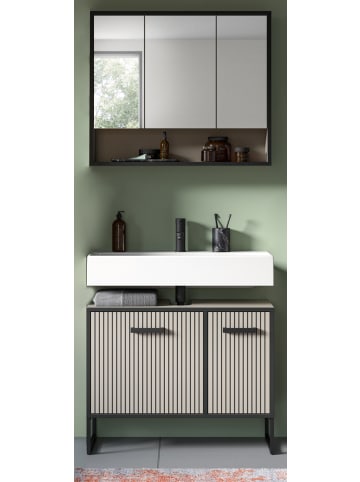 Inn.Furn Badmöbel-Set 2-teilig Scana in schwarz, sand 80 cm, Kombination mit Soft-Close