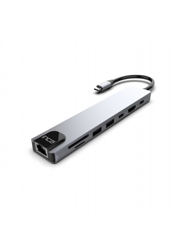 Inca INCA USB-C HUB Type-C-Hub Aluminiumgehäuse 8 Ports USB, in Grau