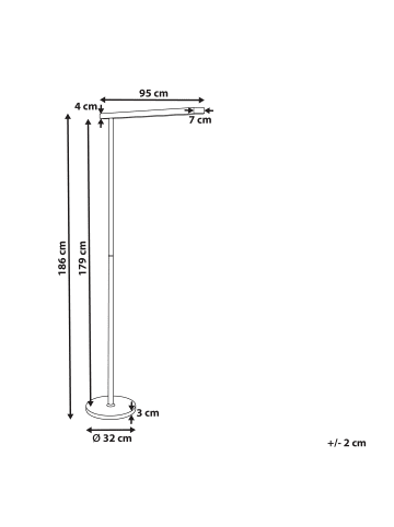 Beliani Stehleuchten PERSEUS in Schwarz - (W) 95 x (H) 186 x (L) 7 cm