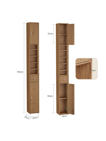SoBuy Hochschrank in Eichenholzoptik - (W) 20 x (H) 180 x (L) 20 cm