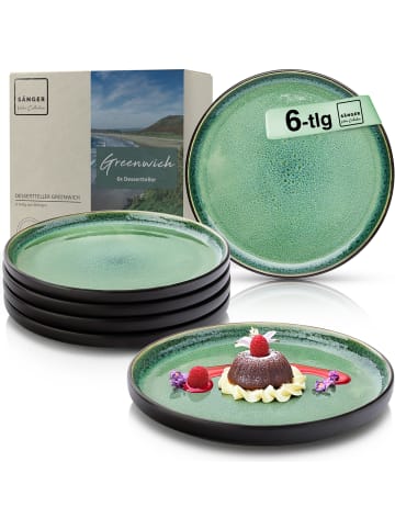 Sänger 6-tlg. Dessertteller Set Greenwich in Grün aus Steingut