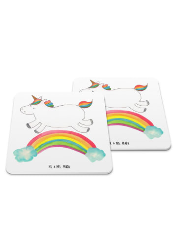 Mr. & Mrs. Panda Untersetzer Set Einhorn Regenbogen ohne Spruch in Weiß