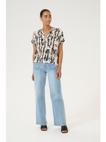Kaffe Kurzarm-Bluse KAano Regular fit in Sand Melange/Water Color Print