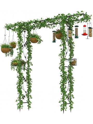 COSTWAY Rosenbogen mit Vogelfutterstation 213 cm in Schwarz