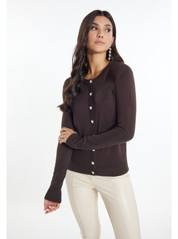 faina Damen Strick Cardigan in Dunkelbraun