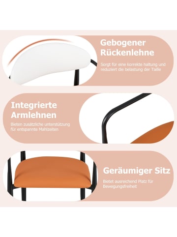 COSTWAY Esszimmerstühle 2er-Set in Orange