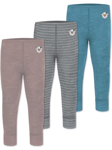 Normani Outdoor Sports 3er Pack Baby Merino Hose Unterhose Tutira in Blau/Grau/Rosa