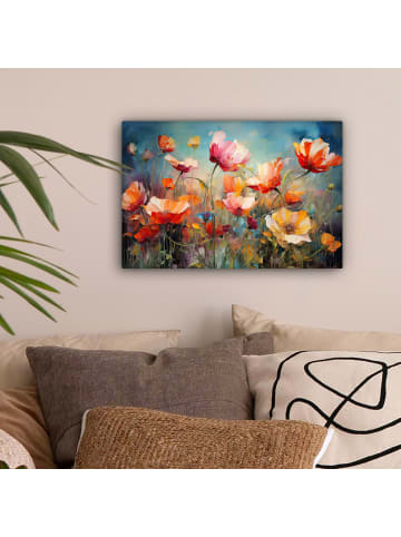 MuchoWow Leinwand Bilder Bunte Blumen