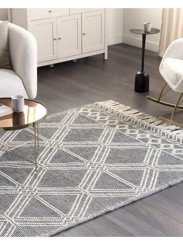 Beliani Kurzflor TOPRAKKALE in Grau/Weiß - (W) 160 x (L) 230 cm