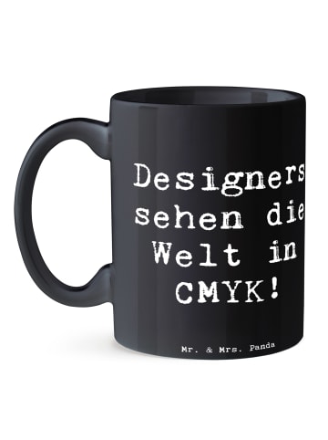 Mr. & Mrs. Panda Teetasse Spruch CMYK Designer mit Spruch in Schwarz