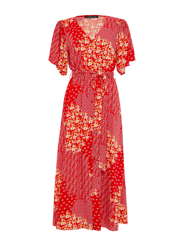 Threadbare Sommerkleid THB Fruit Pastill Midi Button Dress in rot/ weiß