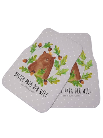 Mr. & Mrs. Panda Auto Fußmatte Bär König mit Spruch in Grau Pastell