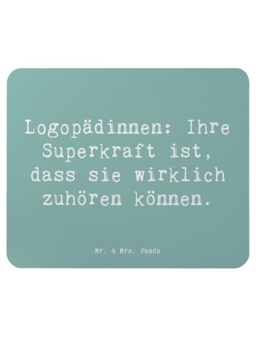 Mr. & Mrs. Panda Mauspad Spruch Logopädin Superkraft mit Spruch in Meeresbrise