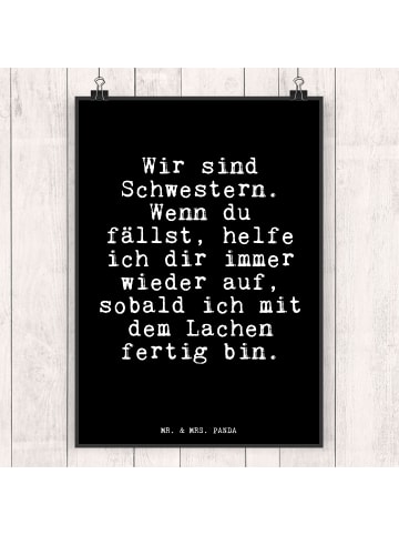 Mr. & Mrs. Panda wanddeko Wir sind Schwestern. Wenn... mit Spruch in Schwarz